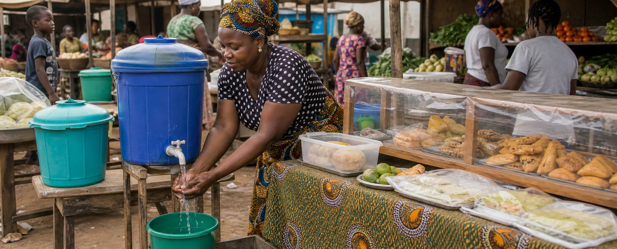 Imagem principal do artigo: Água e segurança alimentar em mercados e venda de rua